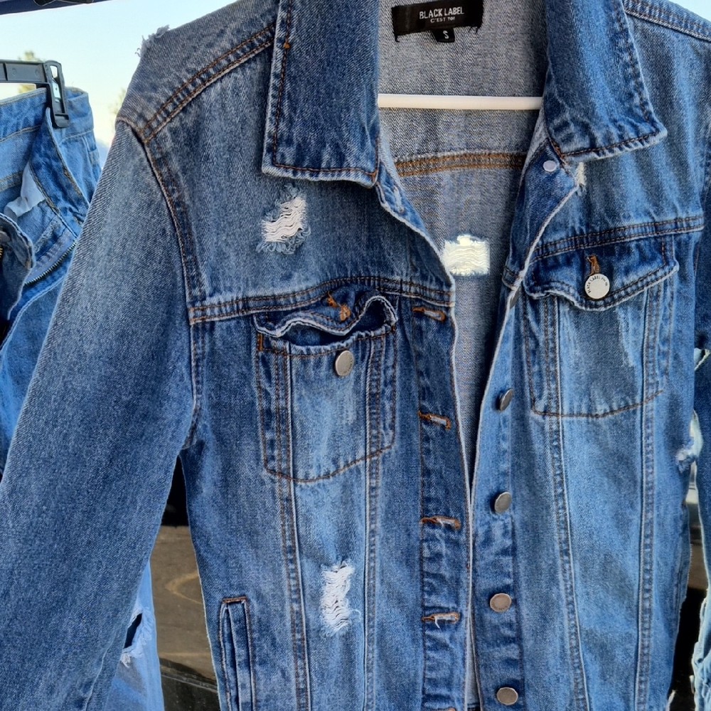 Black Label Blue Distressed Jean Jacket